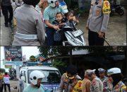 Hari Ke-4 Ops Zebra Kapuas 2025, Kapolres Ketapang Bersama Personel Bagikan Helm Kepada Pengendara