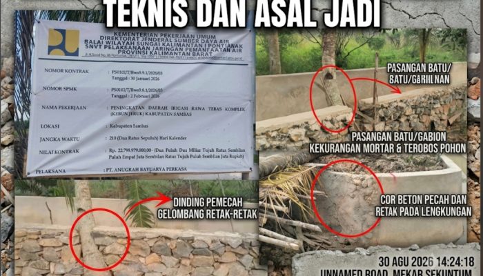 Proyek Irigasi Rp22,7 Miliar di Sambas Diduga Asal Jadi: Pohon Ditimbun Batu, Pers Dibungkam 